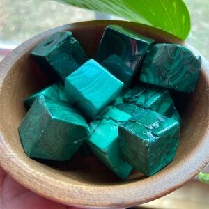 Malachite Crystal Cubes. Tumbled Stones. Positive Energy Crystal.